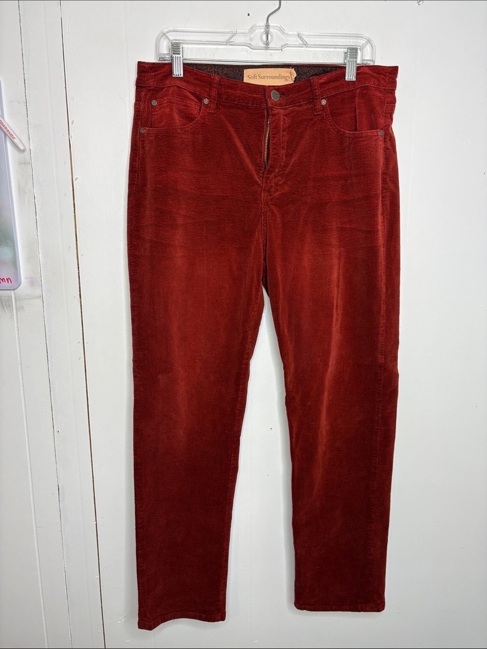 Soft Surroundings Pants Womens 12 Corduroy Red Straight Leg Grunge Boho